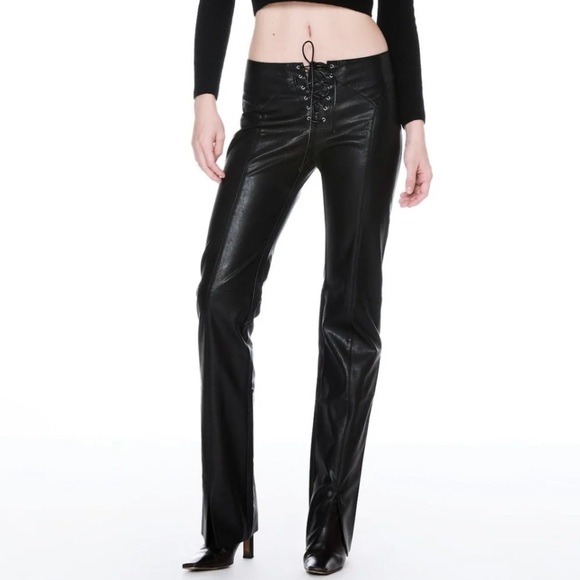 Miaou Rihanna Element Vegan Leather Goth Corset Laceup Front Pant Plus 1XL 40” - Picture 12 of 12